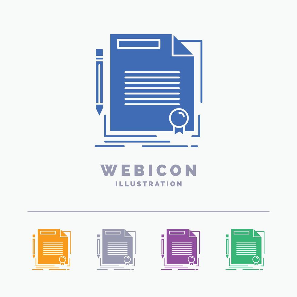 Zustimmung. Vertrag. handeln. dokumentieren. Papier 5-farbige Glyphen-Web-Icon-Vorlage isoliert auf Weiß. Vektor-Illustration vektor