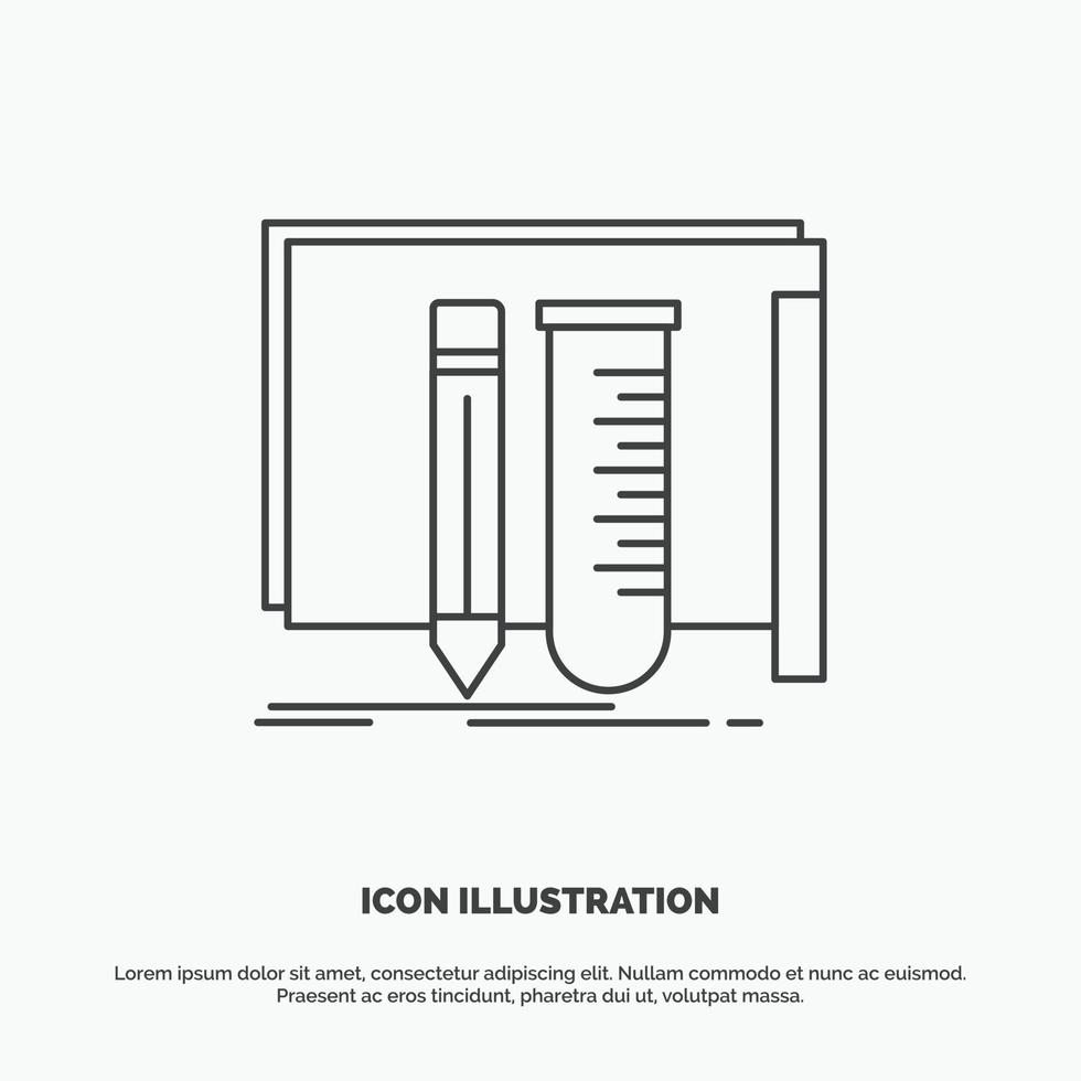 bauen. Ausrüstung. fabelhaft. Labor. Werkzeugsymbol. Linienvektor graues Symbol für ui und ux. Website oder mobile Anwendung vektor