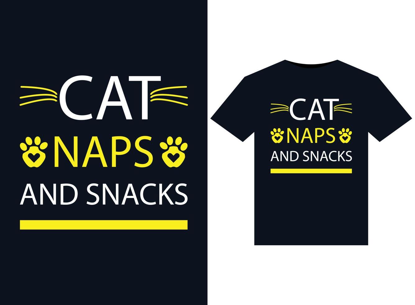 Katzen-, Nickerchen- und Snackillustrationen für druckfertiges T-Shirt-Design vektor