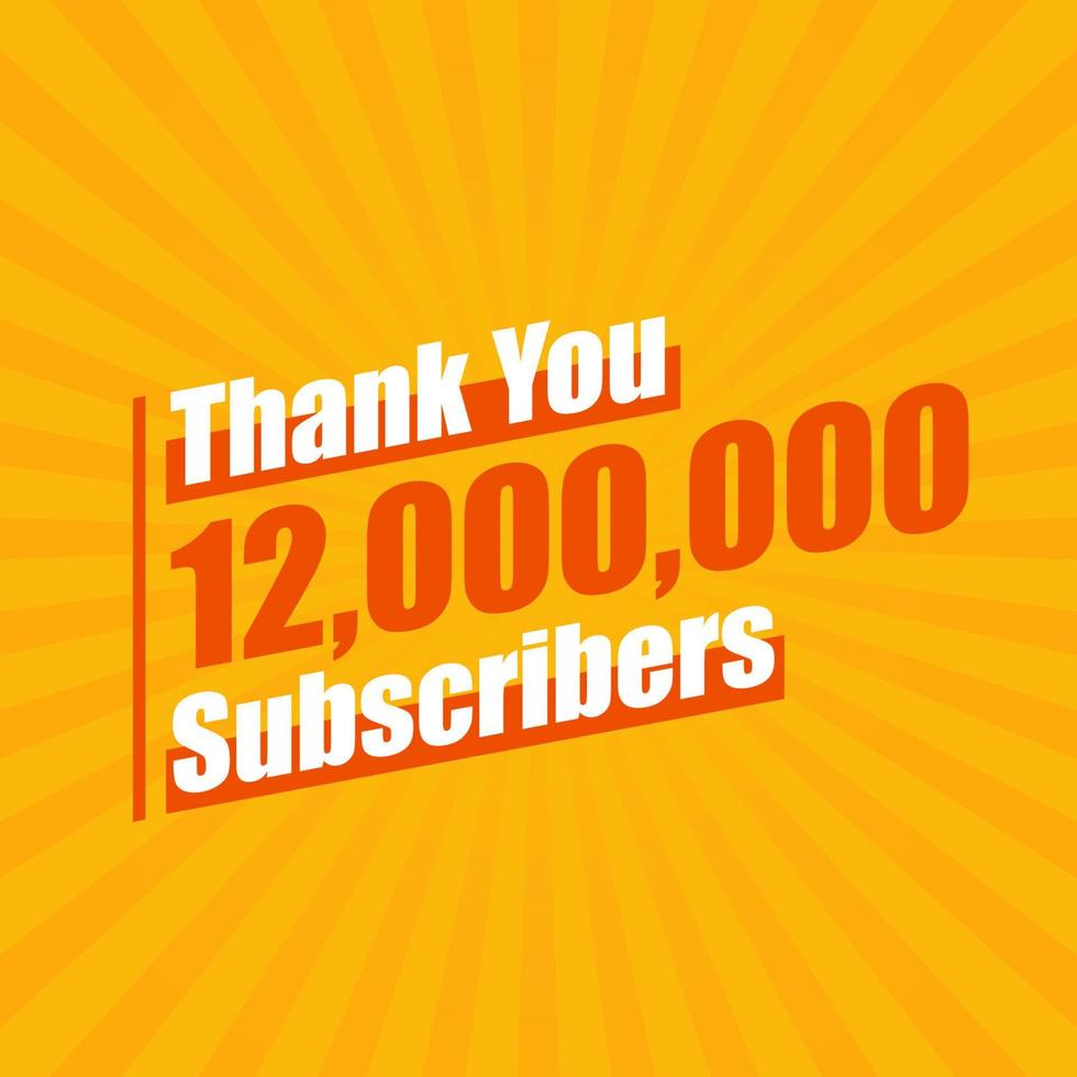 danke 12000000 Abonnenten, 12 Millionen Abonnenten feiern modernes, farbenfrohes Design. vektor