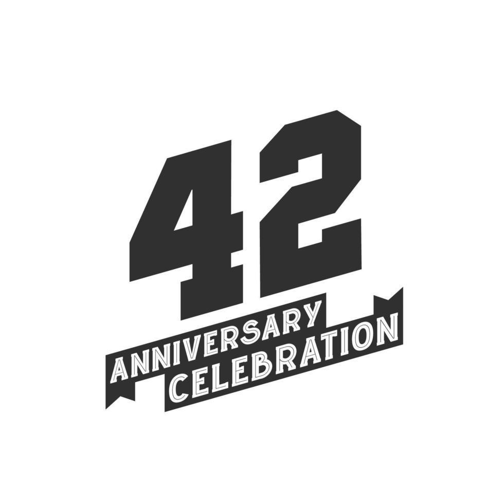 42 årsdag firande hälsningar kort, 42: e år årsdag vektor