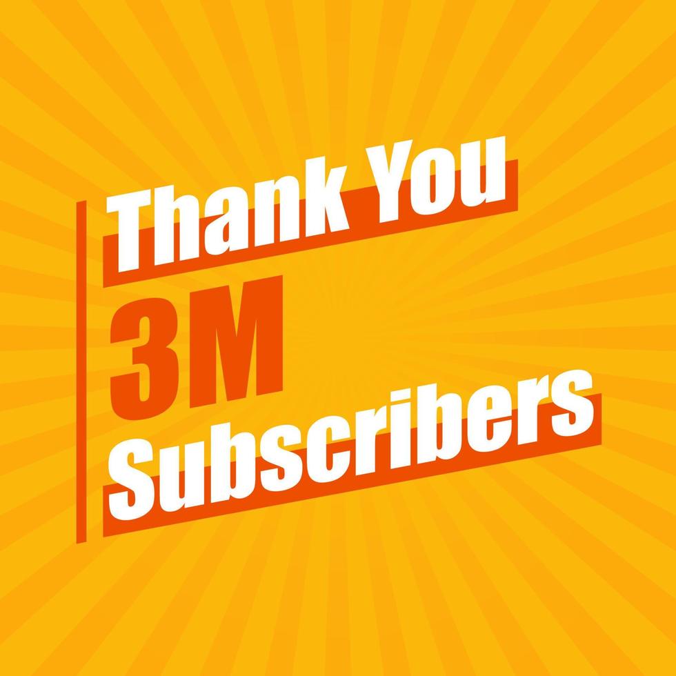 danke 3 Millionen Abonnenten, 3000000 Abonnenten feiern modernes, farbenfrohes Design. vektor