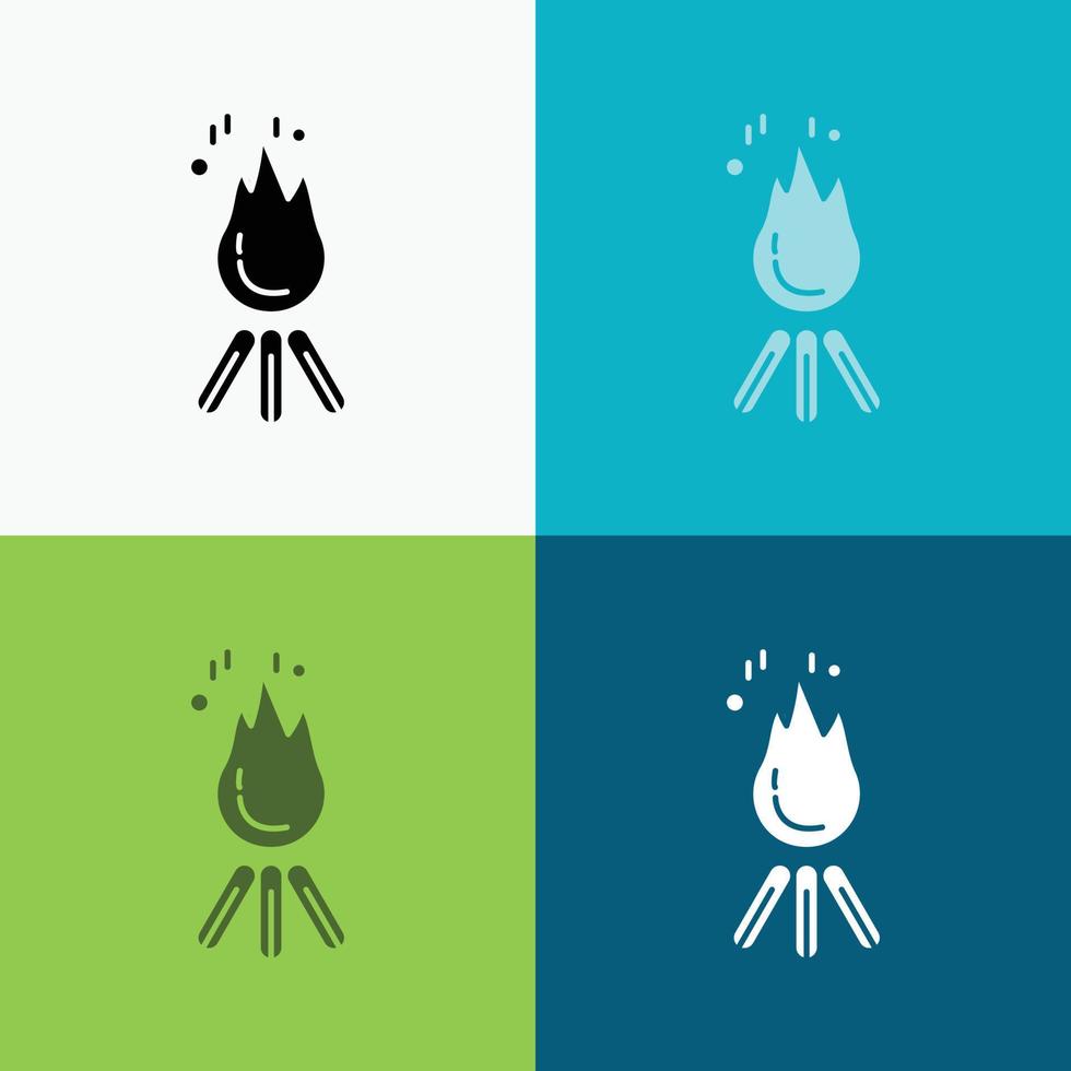 Feuer. Flamme. Lagerfeuer. Camping. Camp-Symbol über verschiedenen Hintergründen. Design im Glyphen-Stil. entwickelt für Web und App. eps 10-Vektorillustration vektor