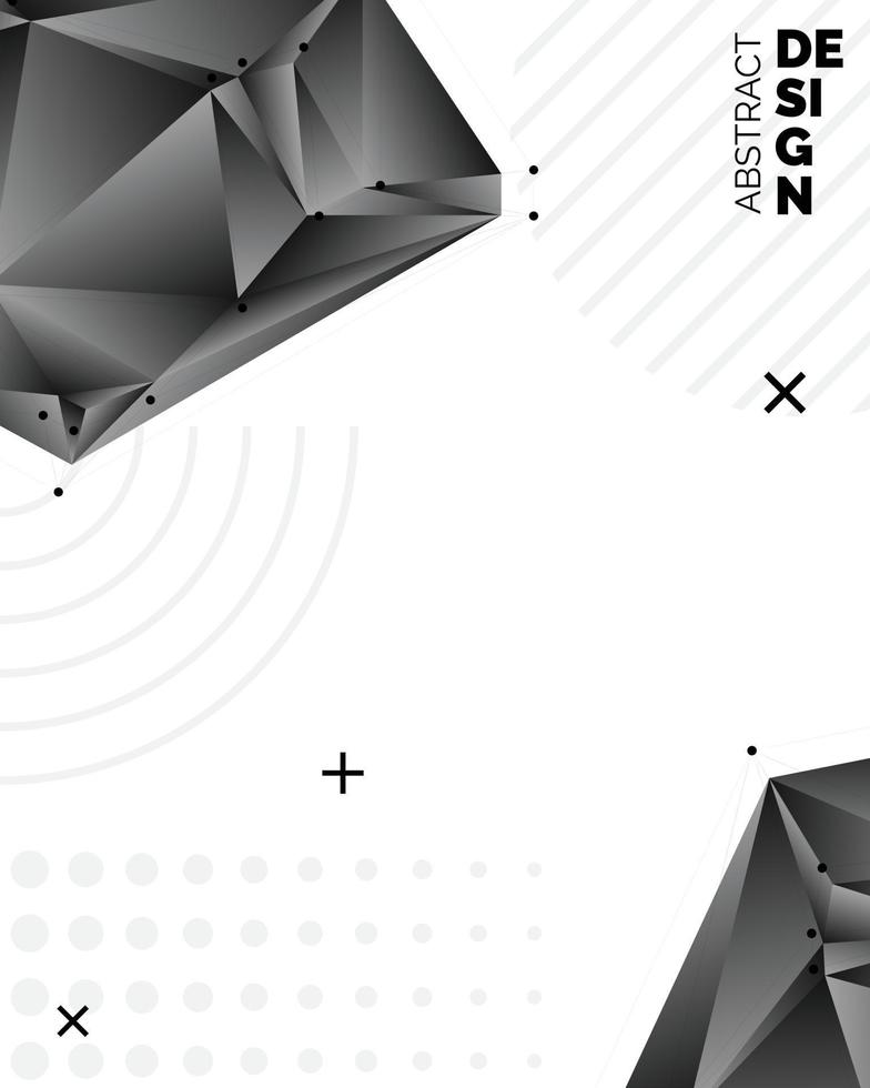 abstrakte chaotische Low-Poly-3D-Formen. fliegende polygonale Pyramiden im leeren Raum. futuristischer hintergrund mit bokeh-effekt. Poster Design vektor