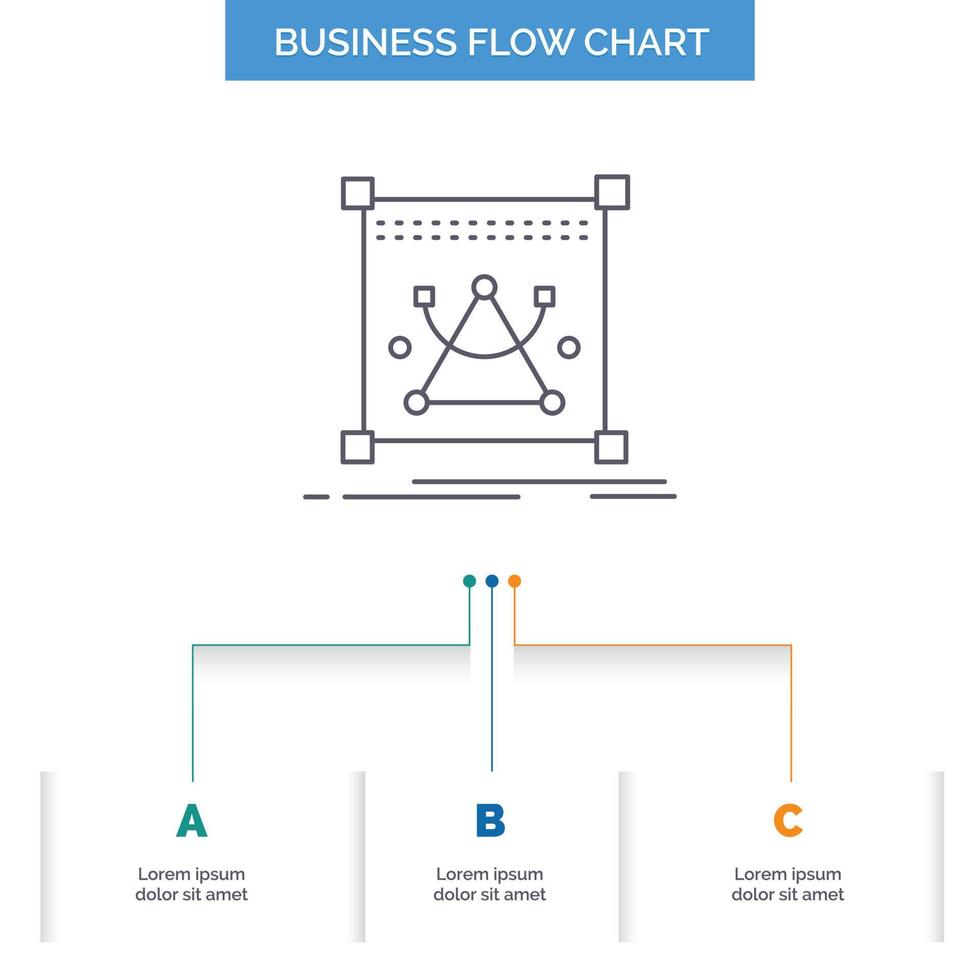 3d. bearbeiten. Bearbeitung. Objekt. Ändern Sie die Größe des Geschäftsflussdiagrammdesigns in 3 Schritten. Liniensymbol für Präsentation Hintergrundvorlage Platz für Text vektor