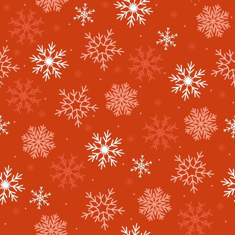 röd sömlös mönster med snöflingor. vektor grafik.