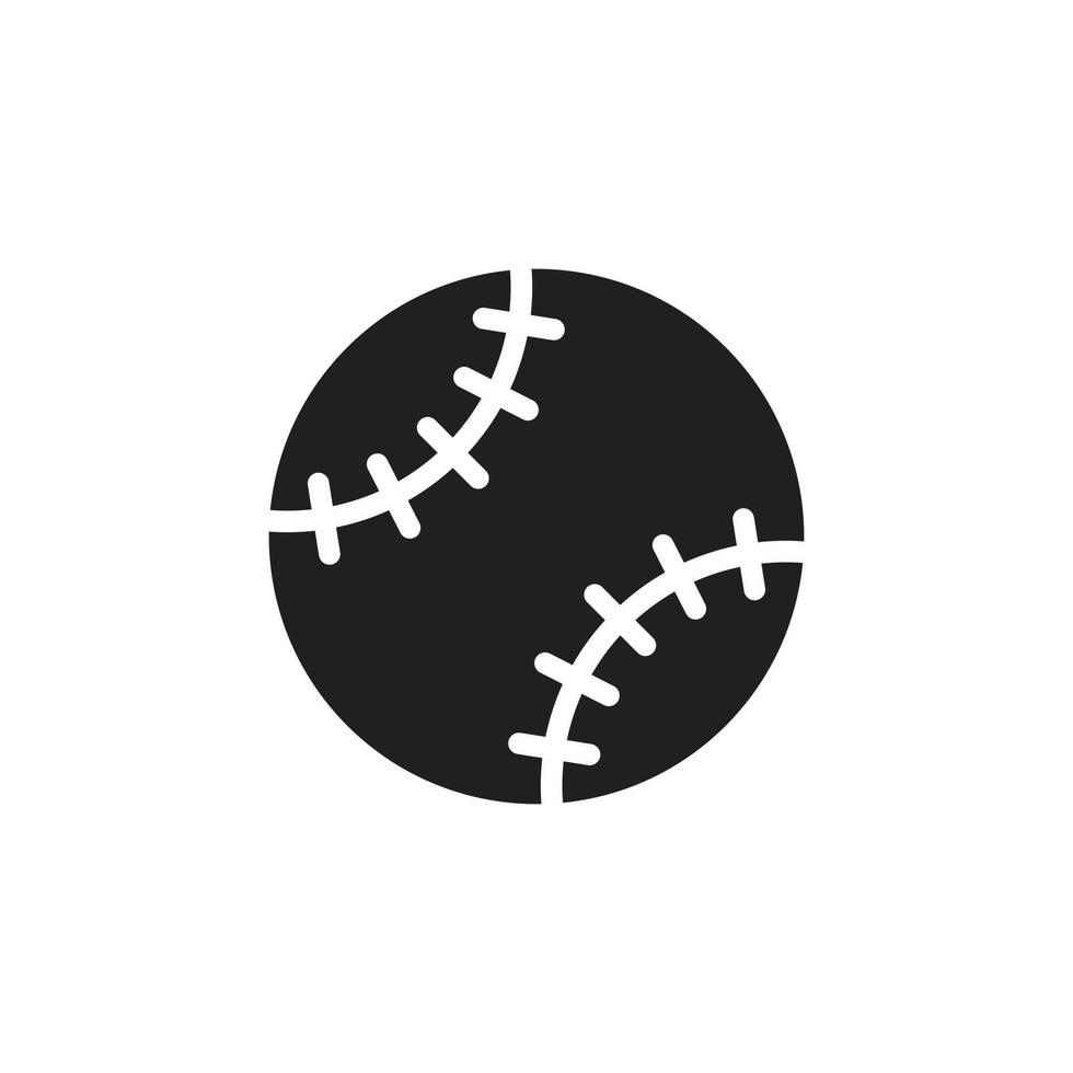 eps10 schwarzer Vektor Baseball Ball abstrakte solide Ikone isoliert auf weißem Hintergrund. Baseball gefülltes Symbol in einem einfachen, flachen, trendigen, modernen Stil für Ihr Website-Design, Logo und mobile Anwendung