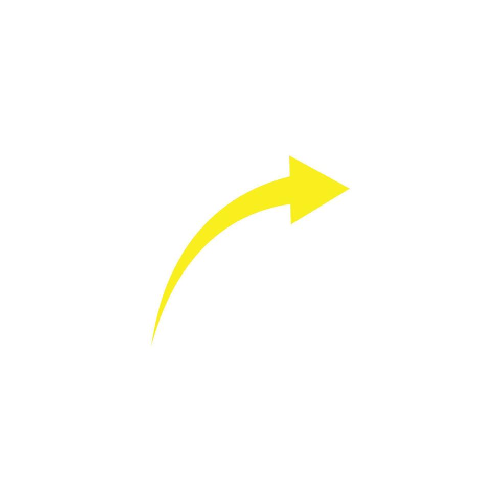 eps10 gul vektor framåt- pil abstrakt konst ikon isolerat på vit bakgrund. böjd rätt pil symbol i en enkel platt trendig modern stil för din hemsida design, logotyp, och mobil Ansökan