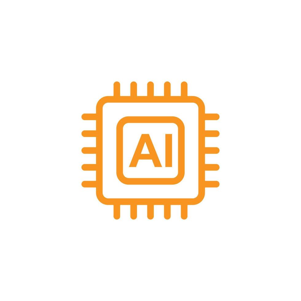 eps10 orange vektor chip ai hjärna artificiell intelligens linje ikon isolerat på vit bakgrund. ai processor symbol i en enkel platt trendig modern stil för din hemsida design, logotyp, och mobil app