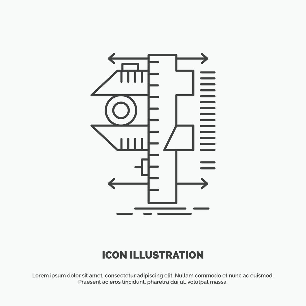 messen. Bremssattel. Bremssättel. Physik. Messsymbol. Linienvektor graues Symbol für ui und ux. Website oder mobile Anwendung vektor