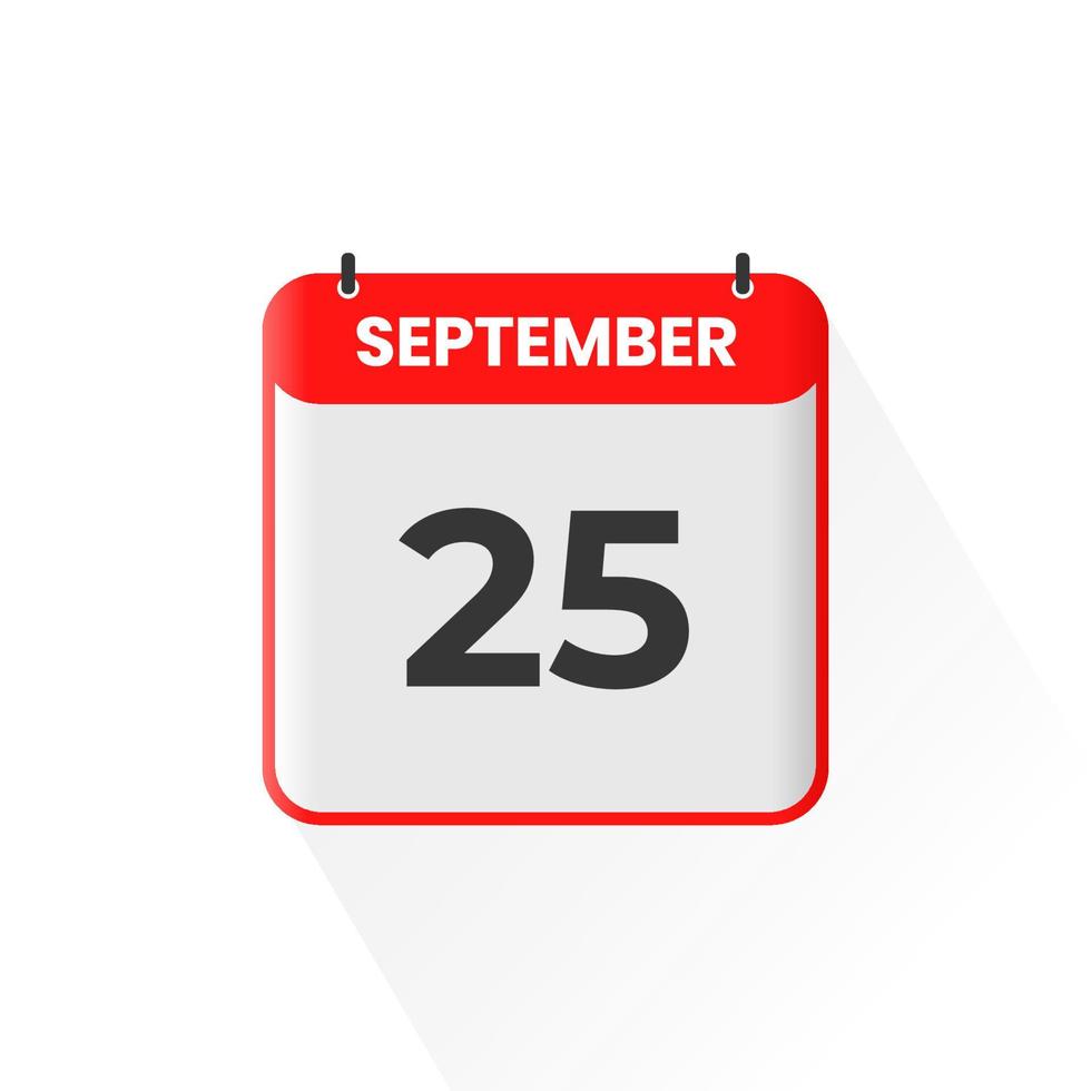 25. September Kalendersymbol. 25. september kalenderdatum monat symbol vektor illustrator