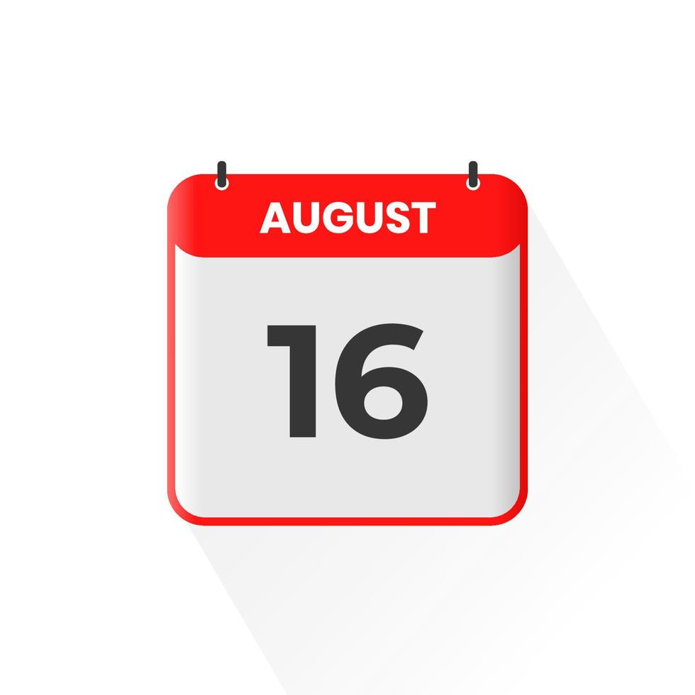 16. August Kalendersymbol. 16. august kalenderdatum monat symbol vektor illustrator