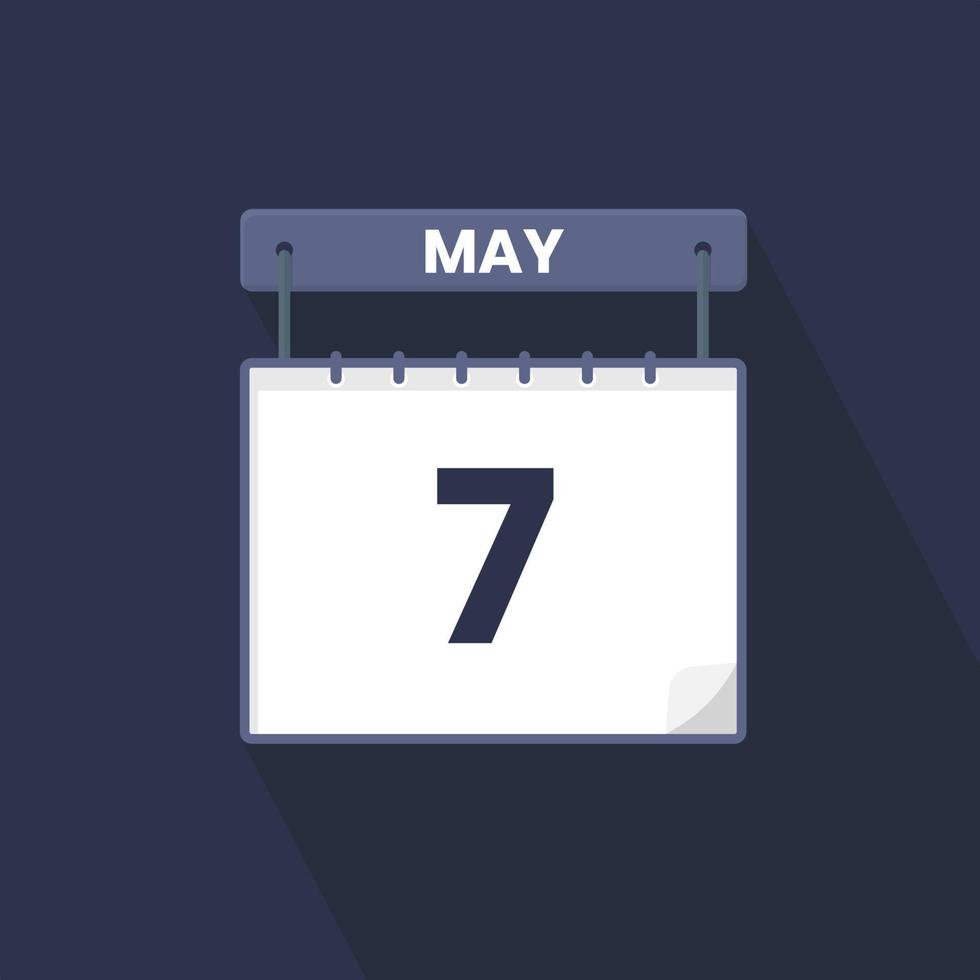 7. Mai Kalendersymbol. 7. Mai Kalenderdatum Monat Symbol Vektor Illustrator