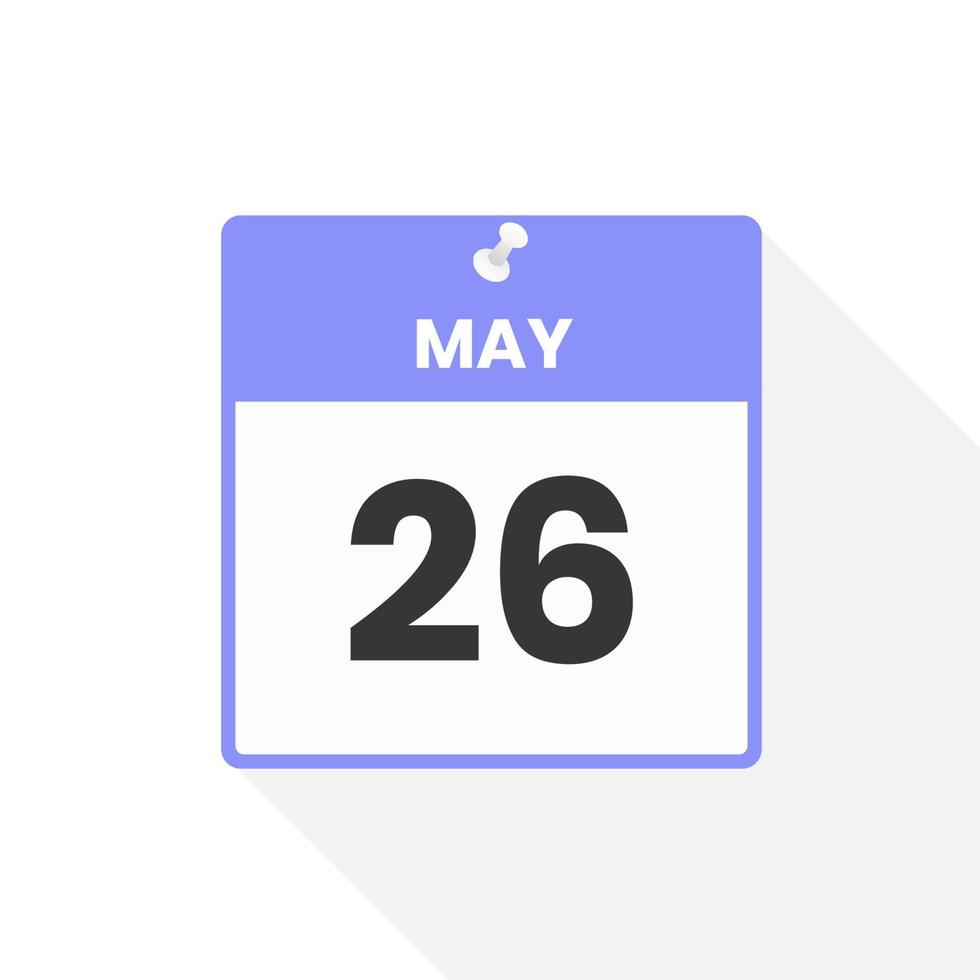 Maj 26 kalender ikon. datum, månad kalender ikon vektor illustration