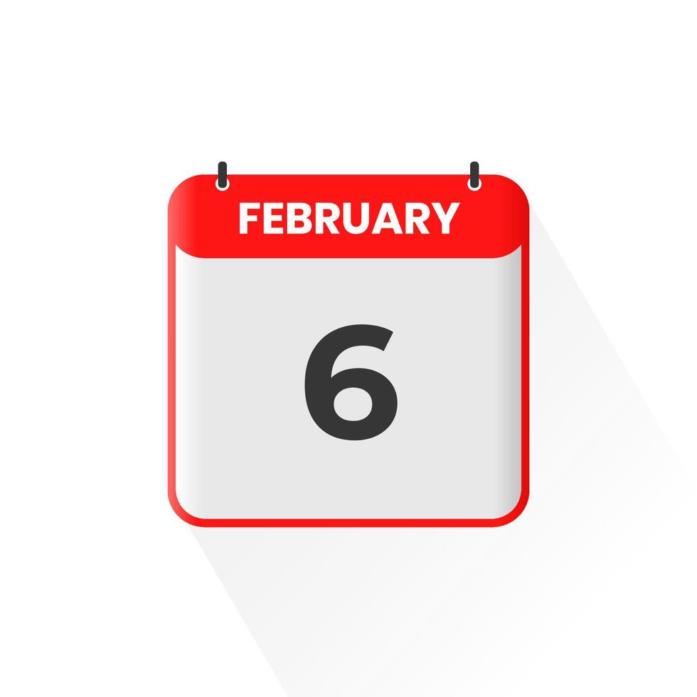 6:e februari kalender ikon. februari 6 kalender datum månad ikon vektor illustratör