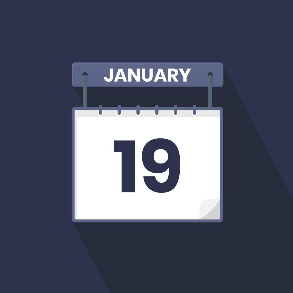 19:e januari kalender ikon. januari 19 kalender datum månad ikon vektor illustratör