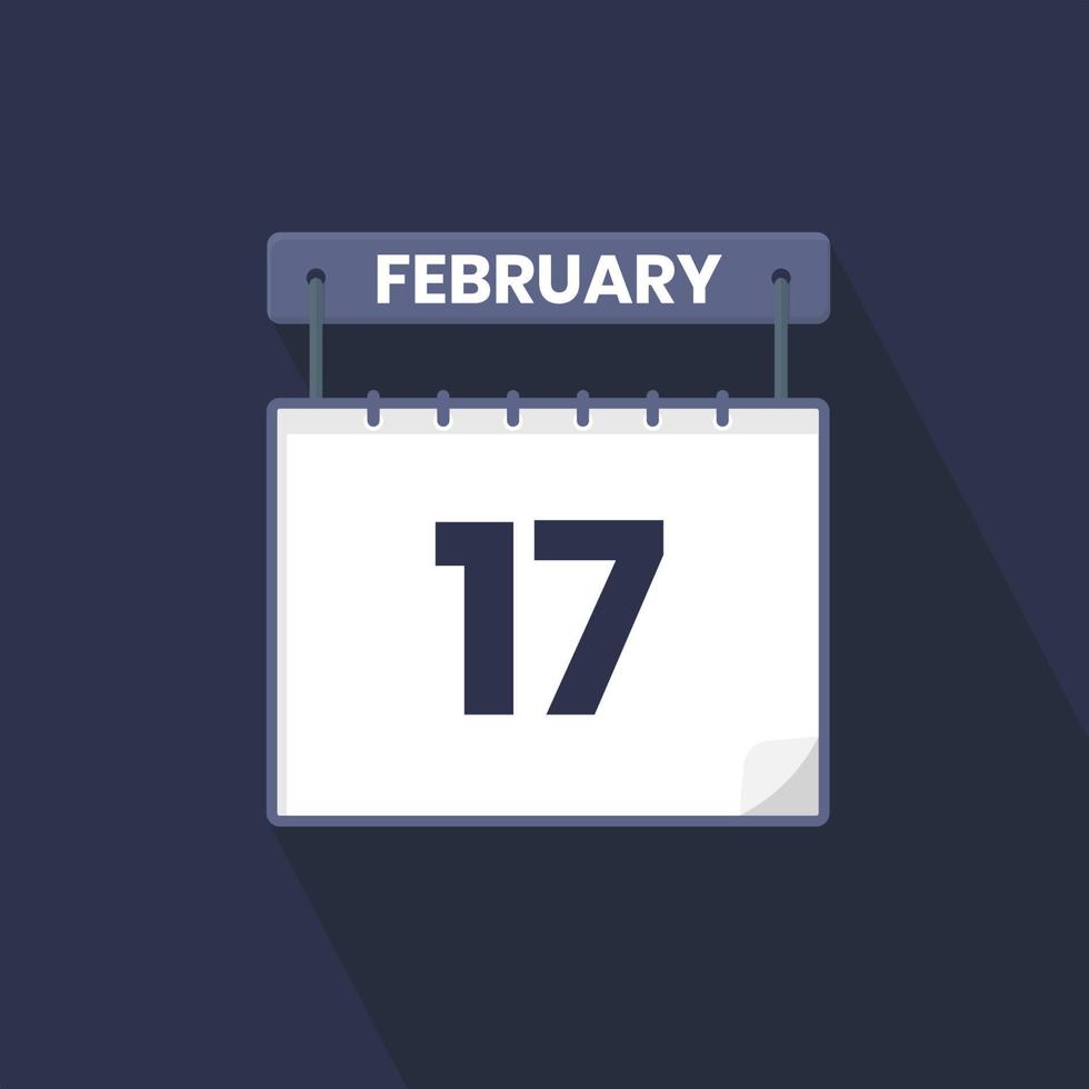 17. Februar Kalendersymbol. 17. Februar Kalenderdatum Monat Symbol Vektor Illustrator
