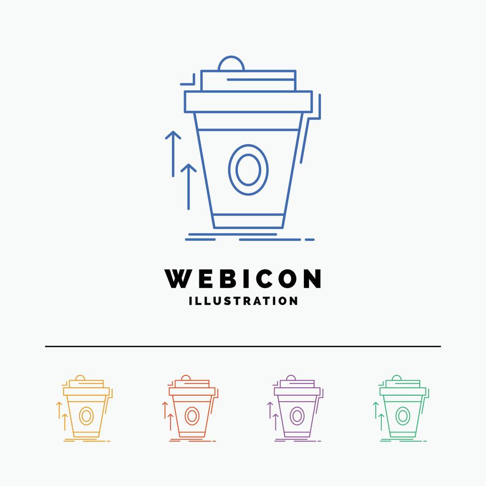 Produkt. Werbeaktion. Kaffee. Tasse. Markenmarketing 5-farbige Linie Web-Icon-Vorlage isoliert auf weiß. Vektor-Illustration vektor