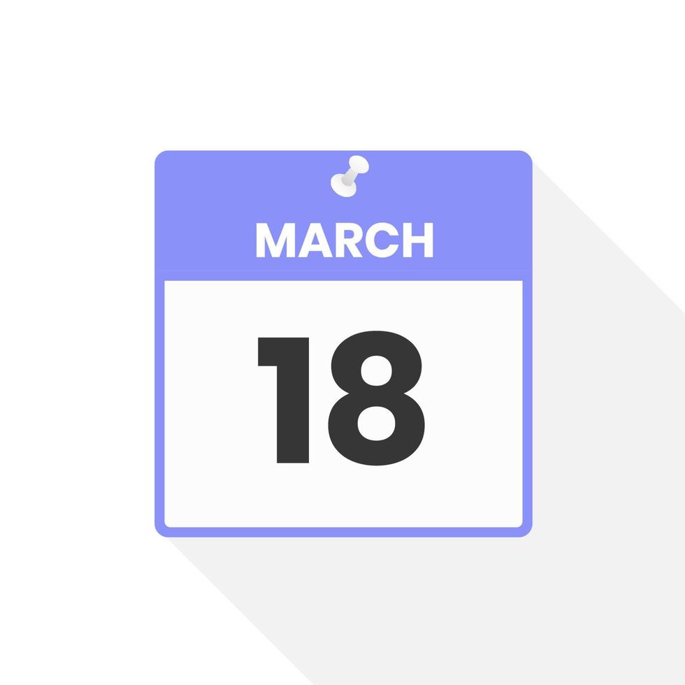 Mars 18 kalender ikon. datum, månad kalender ikon vektor illustration