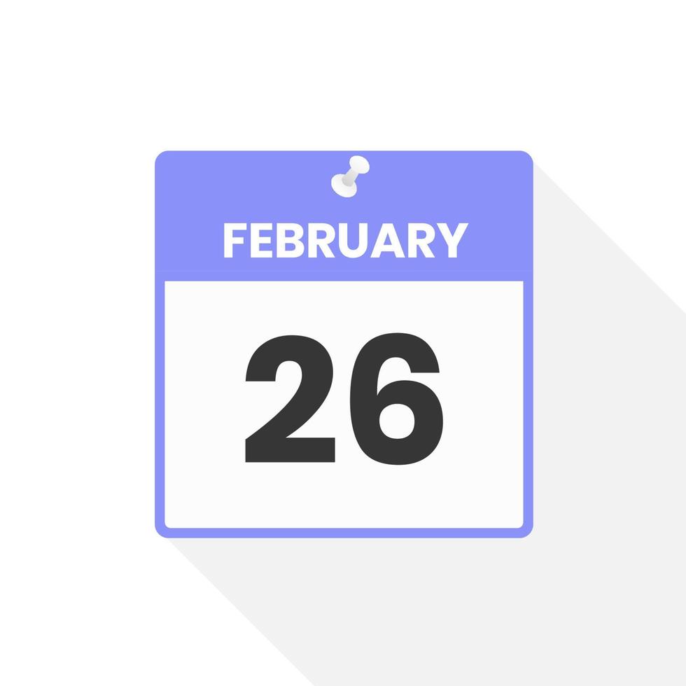 februari 26 kalender ikon. datum, månad kalender ikon vektor illustration