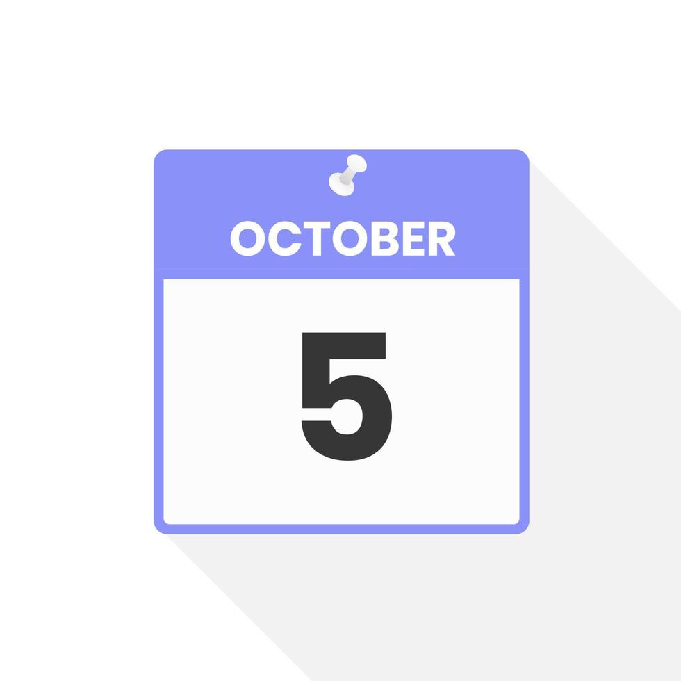 5. oktober kalendersymbol. datum, monat, kalender, symbol, vektor, illustration vektor