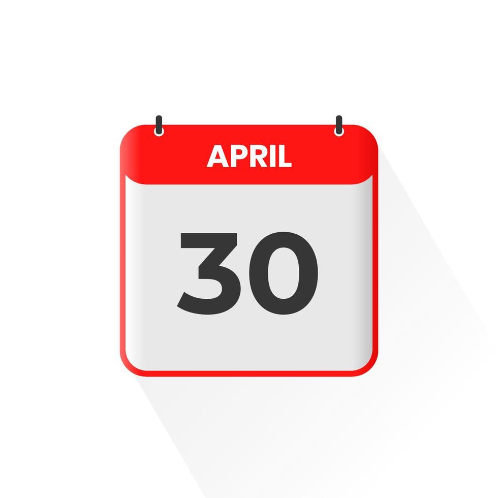 30. April Kalendersymbol. 30. April Kalenderdatum Monat Symbol Vektor Illustrator
