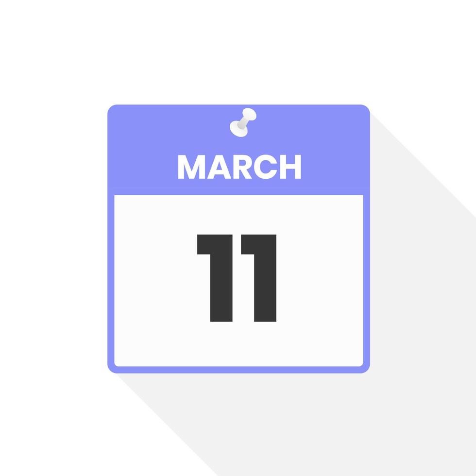 Mars 11 kalender ikon. datum, månad kalender ikon vektor illustration