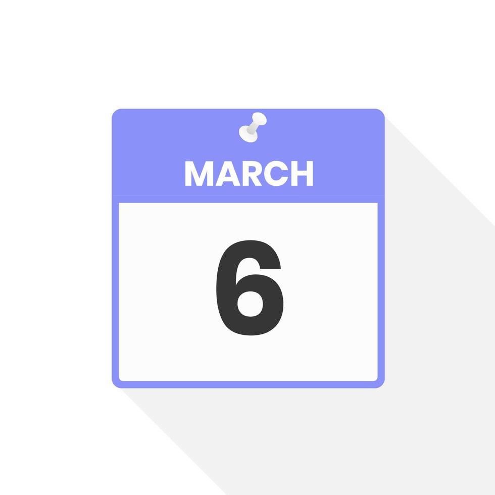 6. März Kalendersymbol. datum, monat, kalender, symbol, vektor, illustration vektor