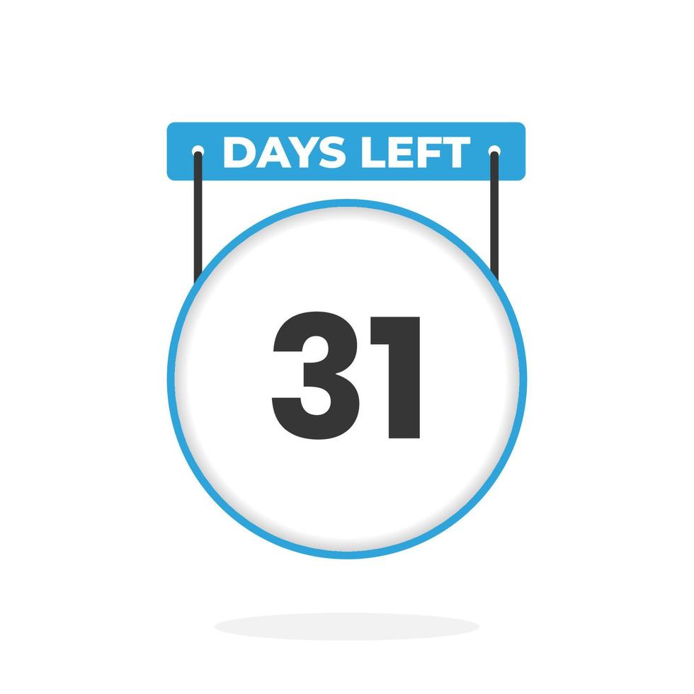 Noch 31 Tage Countdown für Verkaufsförderung. Noch 31 Tage bis zum Werbeverkaufsbanner vektor
