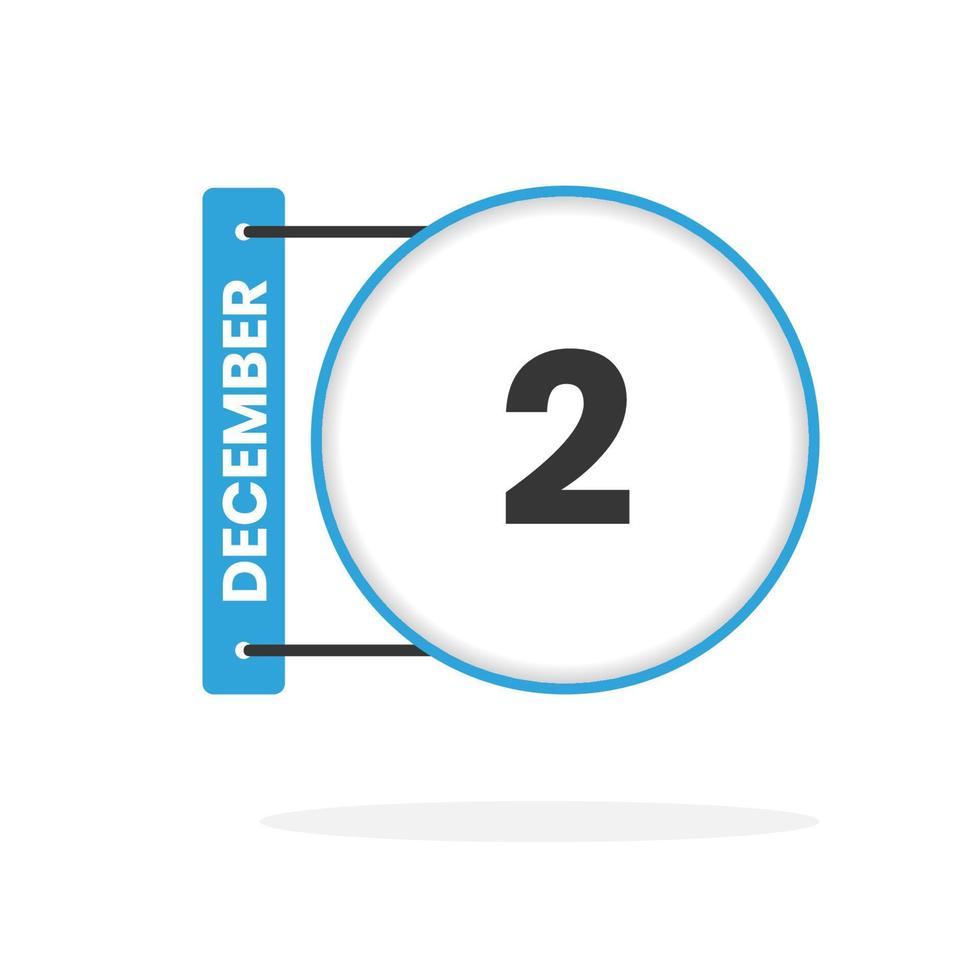 2. dezember kalendersymbol. datum, monat, kalender, symbol, vektor, illustration vektor