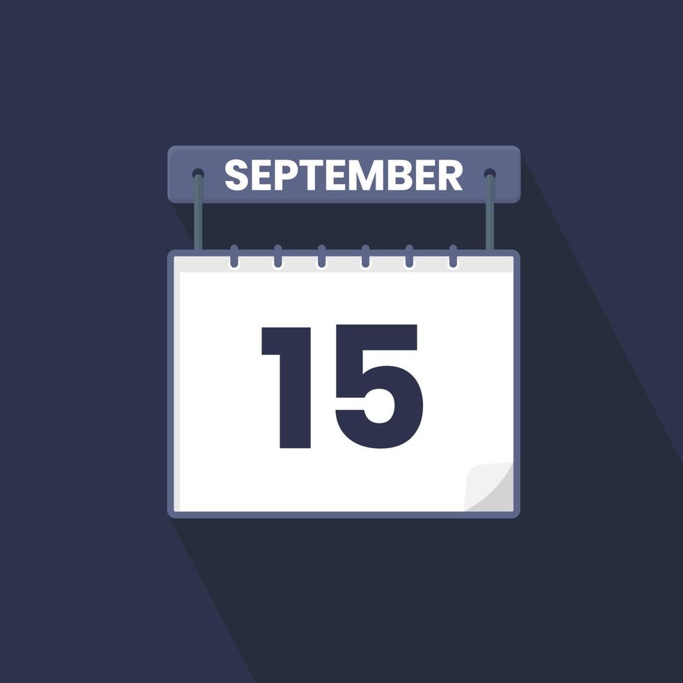 15. September Kalendersymbol. 15. september kalenderdatum monat symbol vektor illustrator
