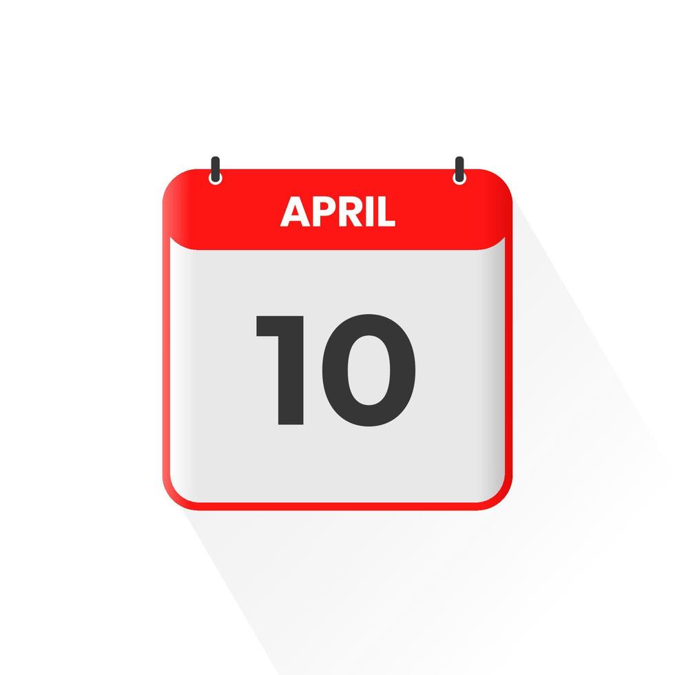 10. April Kalendersymbol. 10. april kalenderdatum monat symbol vektor illustrator
