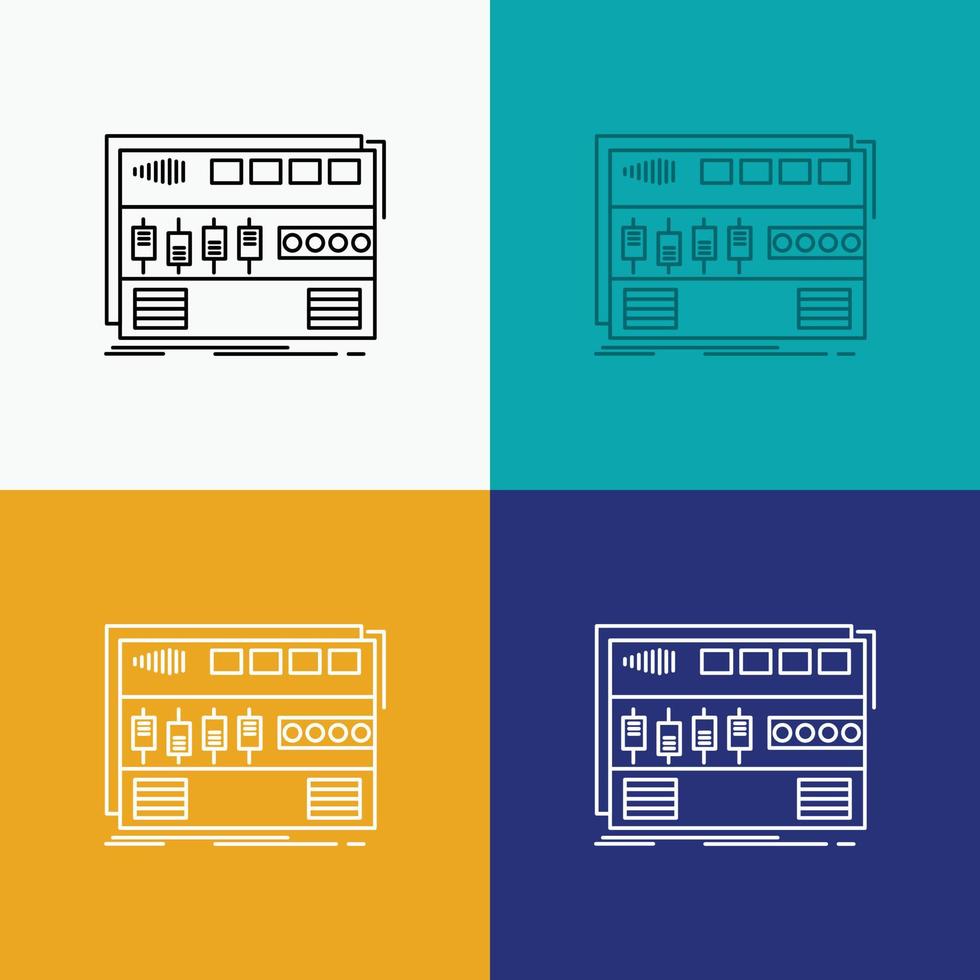 Audio. meistern. Modul. Gestellmontage. Tonsymbol über verschiedenen Hintergrund. Linienstil-Design. entwickelt für Web und App. eps 10-Vektorillustration vektor