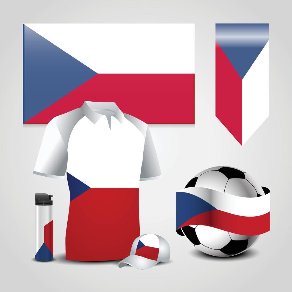 tjeck republik Land flagga plats på t-shirt. lättare. fotboll boll. fotboll och sporter hatt vektor