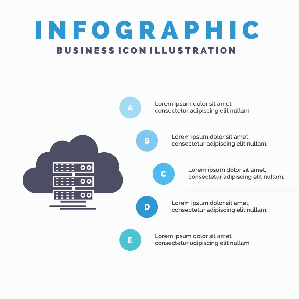 moln. lagring. datoranvändning. data. strömma infographics mall för hemsida och presentation. glyf grå ikon med blå infographic stil vektor illustration.