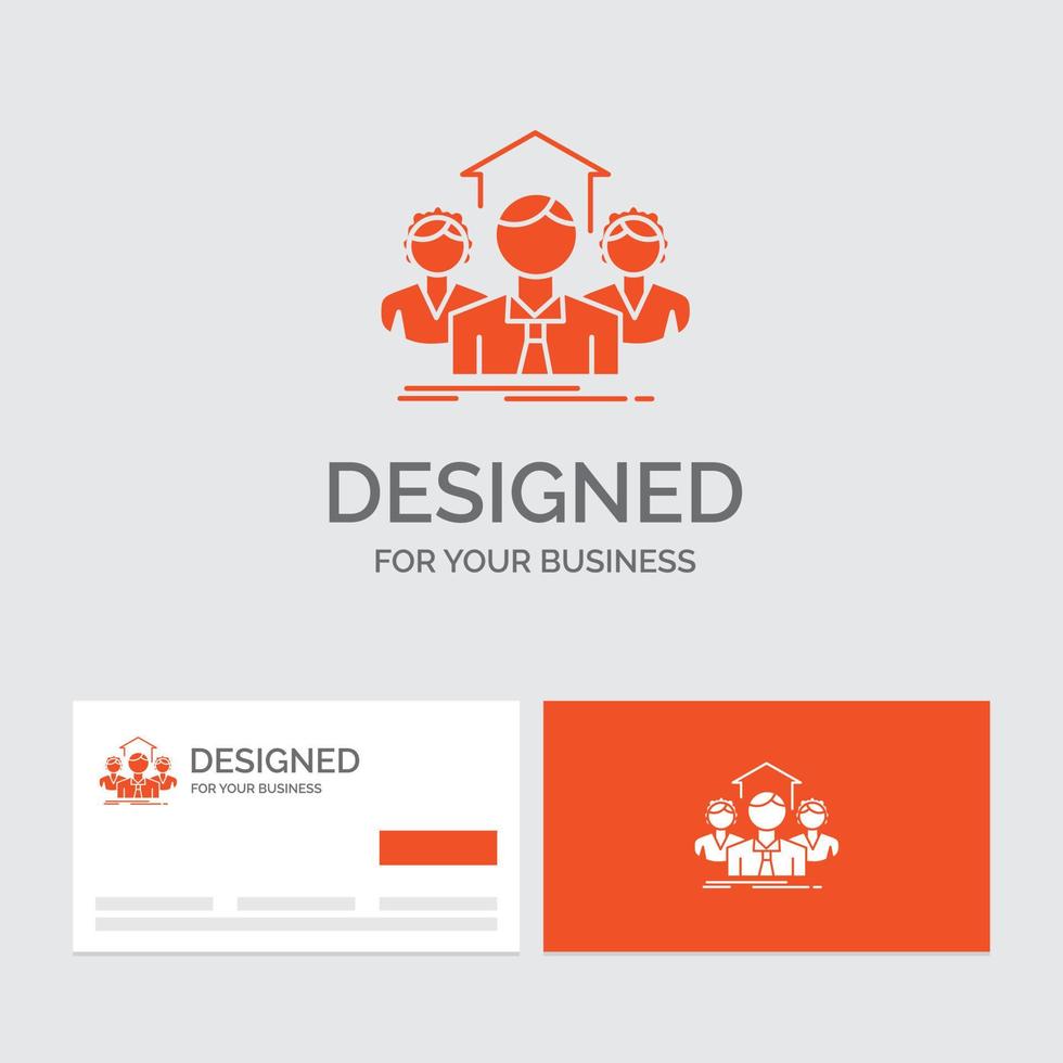 Business-Logo-Vorlage für das Team. Geschäft. Zusammenarbeit. Gruppe. treffen. orange visitenkarten mit markenlogo-vorlage. vektor
