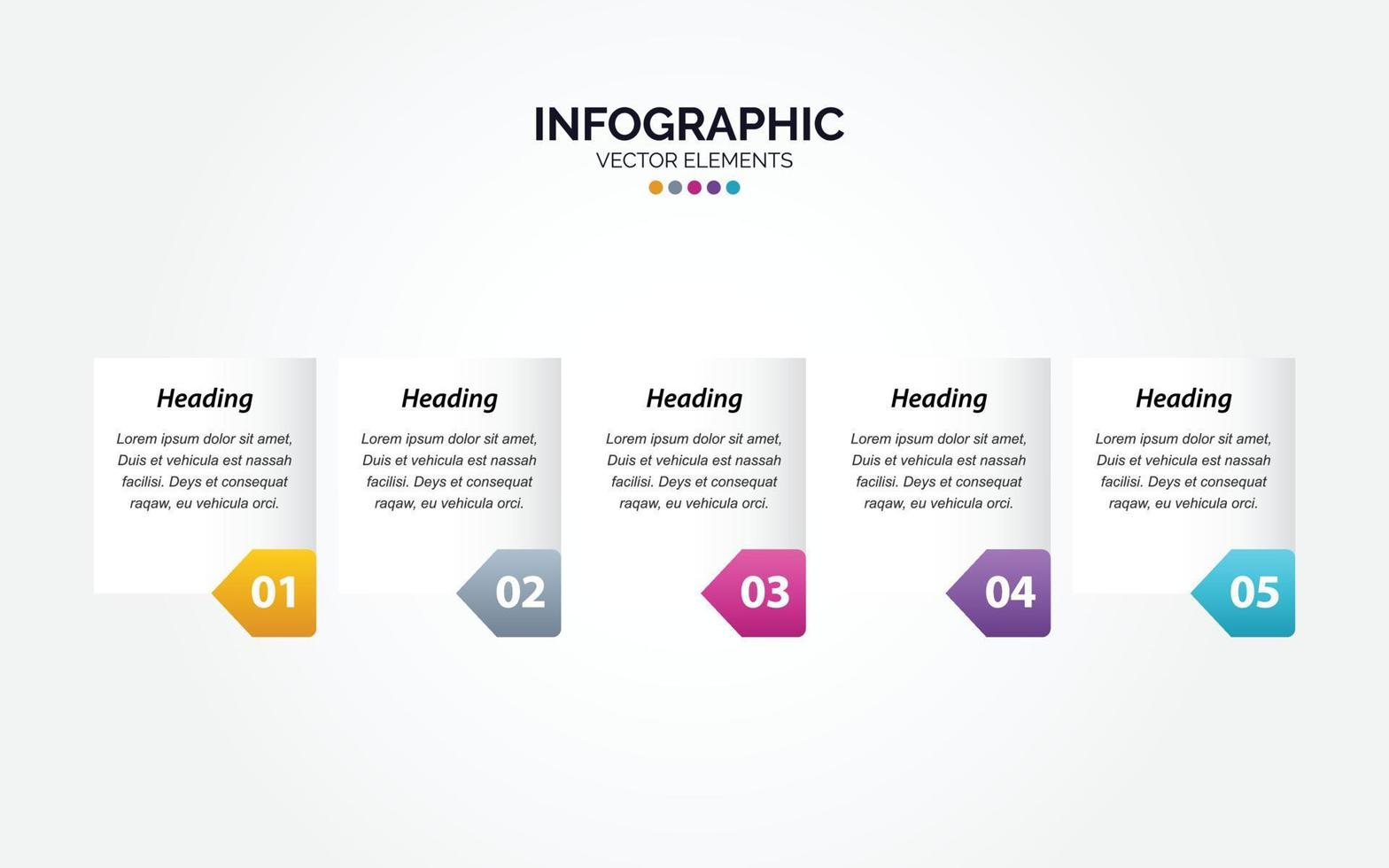 Vektor horizontales Infografik-Pfeildesign mit 5 Optionen oder Schritten. horizontale infografik für geschäftskonzept. kann für Präsentationsbanner verwendet werden. Workflow-Layout