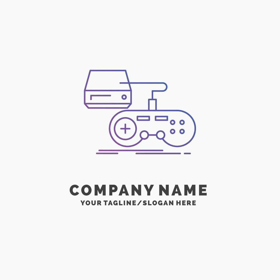 Konsole. Spiel. Spielen. Playstation. lila Business-Logo-Vorlage spielen. Platz für den Slogan vektor