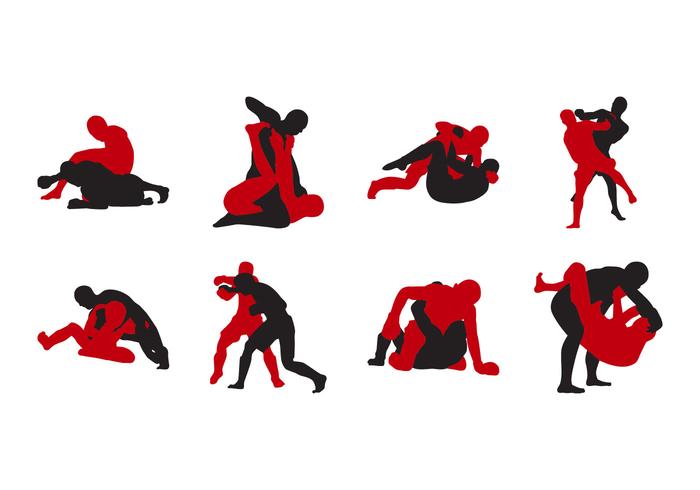 Gratis MMA Fighting Silhouette Vector