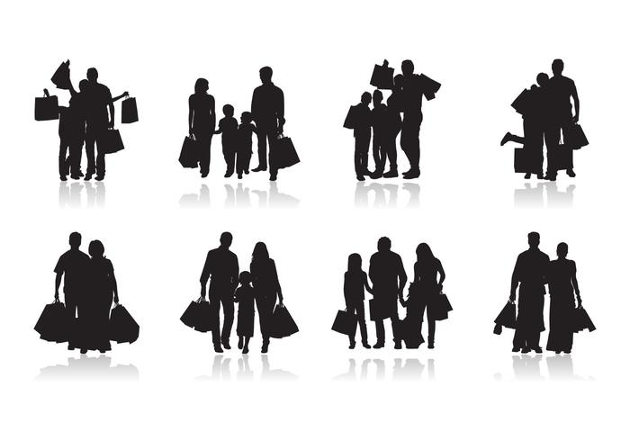 Gratis Family Shopping Silhouette Vector