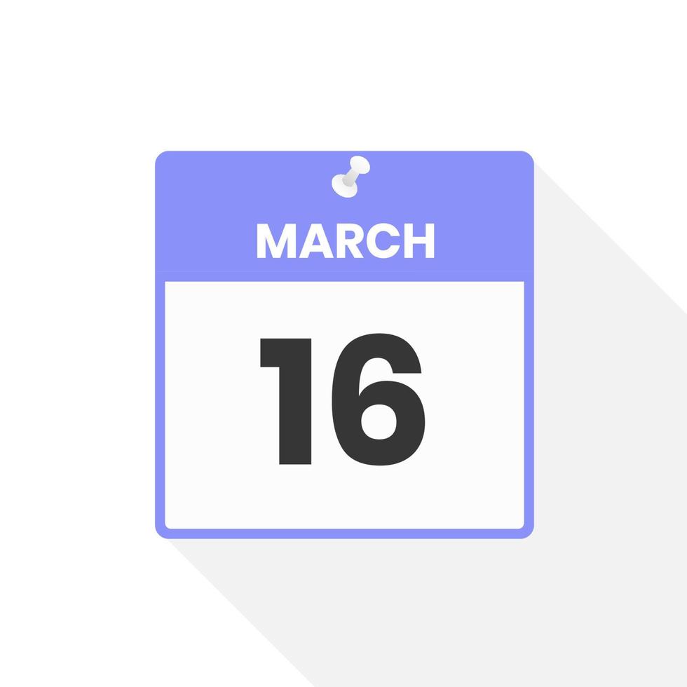 Kalendersymbol vom 16. März. datum, monat, kalender, symbol, vektor, illustration vektor