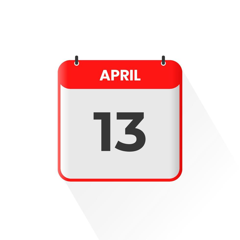 13. April Kalendersymbol. 13. April Kalenderdatum Monat Symbol Vektor Illustrator