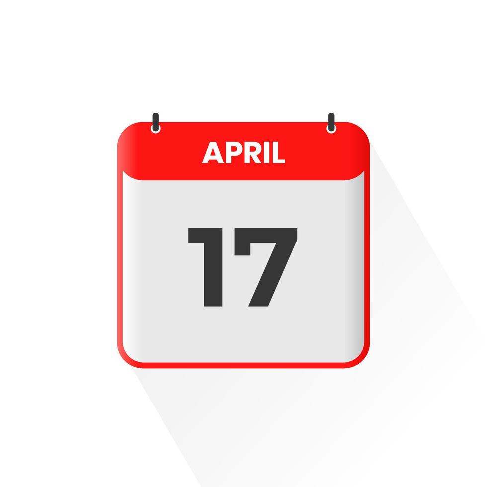 17. April Kalendersymbol. 17. April Kalenderdatum Monat Symbol Vektor Illustrator