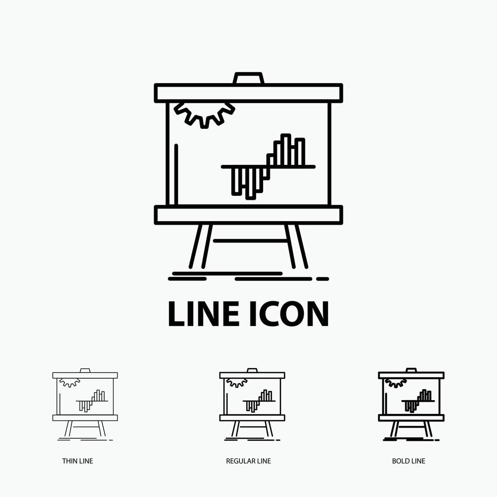 Geschäft. Diagramm. Daten. Graph. Statistiksymbol in dünn. regelmäßiger und fetter Linienstil. Vektor-Illustration vektor