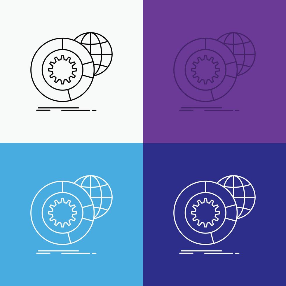 Daten. Große Daten. Analyse. Globus. Dienstleistungen Symbol über verschiedenen Hintergrund. Linienstil-Design. entwickelt für Web und App. eps 10-Vektorillustration vektor