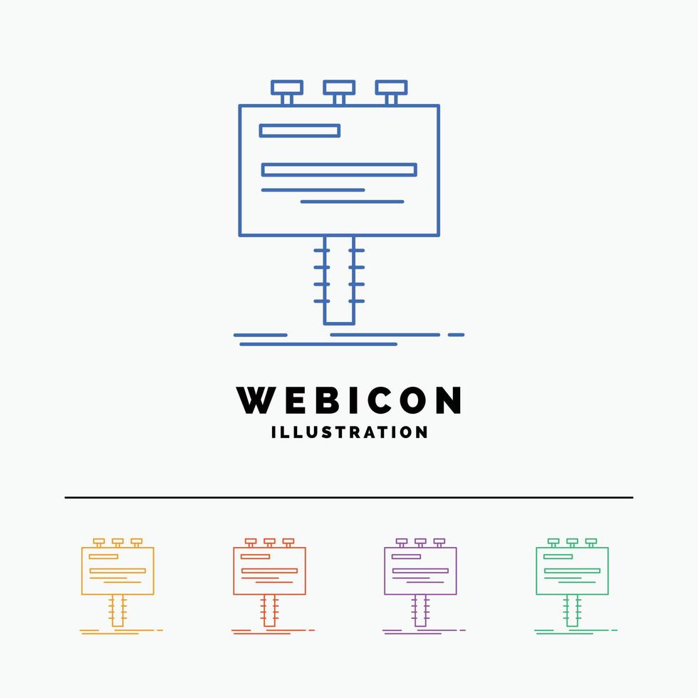 Anzeige. Anzeige. Werbung. Werbetafel. Promo 5-Farblinien-Web-Icon-Vorlage isoliert auf Weiß. Vektor-Illustration vektor