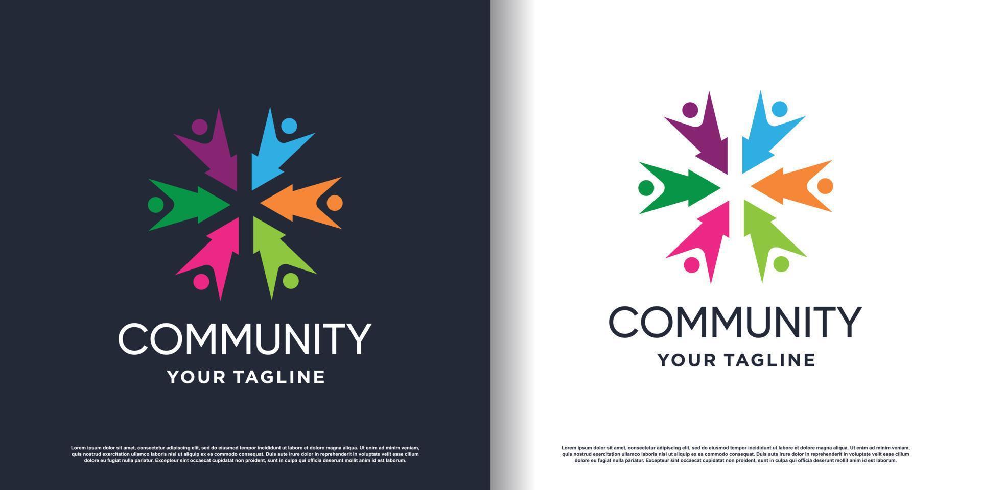 gemenskap logotyp med kreativ pil begrepp vektor