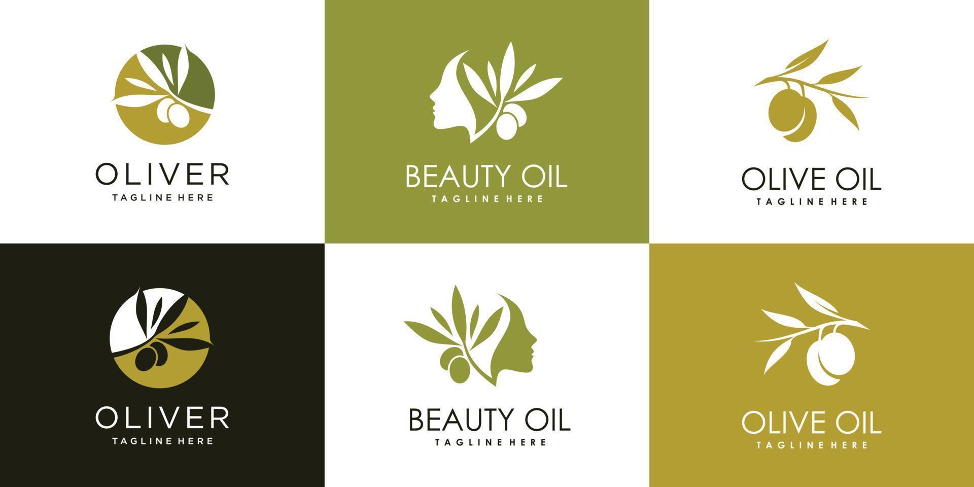 Olivenöl- und Beauty-Logo-Sammlung für Firmen-Premium-Vektor vektor