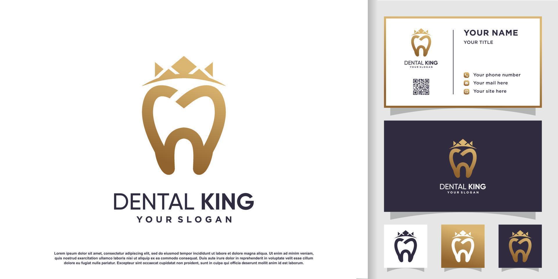 Dental King Logo mit Premium-Vektor der Visitenkartenvorlage vektor