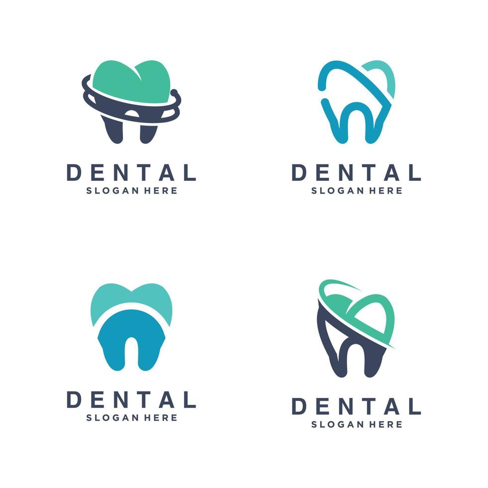 uppsättning av dental logotyp ikon med modern begrepp design premie vektor